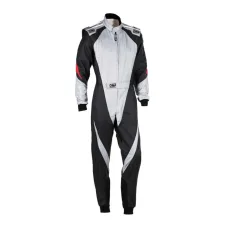 OMP KA0-1734-AK1-089-150 KARTING SUIT KS-3X FOR KIDS, FIA 8877-2022, GRAY / BLACK, SIZE 150
