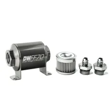 Deatschwerks '-6AN, 10 micron, 70mm In-line fuel filter kit