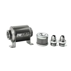 Deatschwerks '-8AN, 100 micron, 70mm In-line fuel filter kit