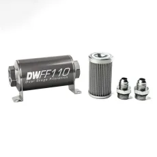 Deatschwerks '-8AN, 100 micron, 110mm In-line fuel filter kit